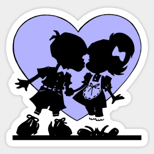 Retro Kiss Silhouette Heart Sticker
